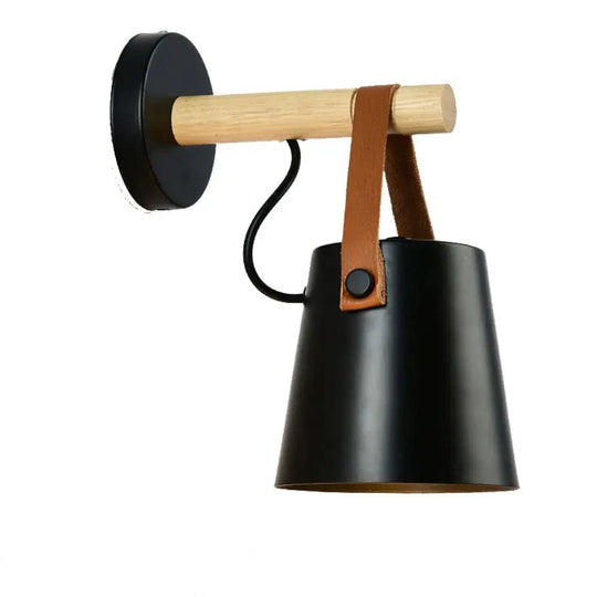 Scandinavian Wood & Leather Wall Sconce