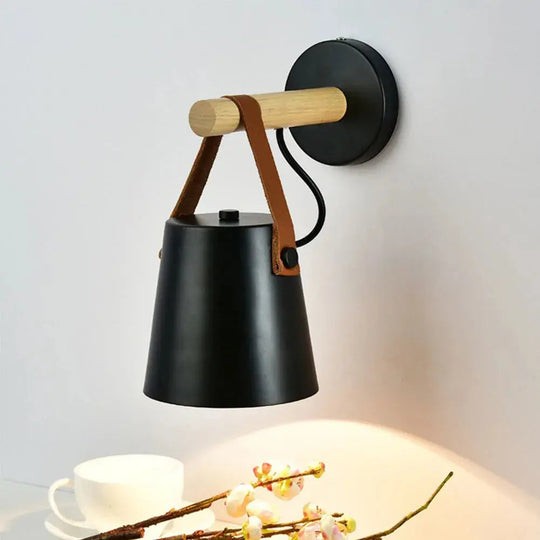 Scandinavian Wood & Leather Wall Sconce