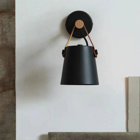 Scandinavian Wood & Leather Wall Sconce