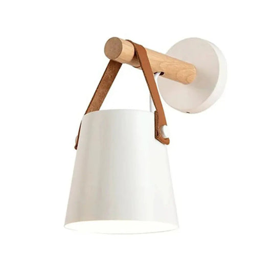 Scandinavian Wood & Leather Wall Sconce