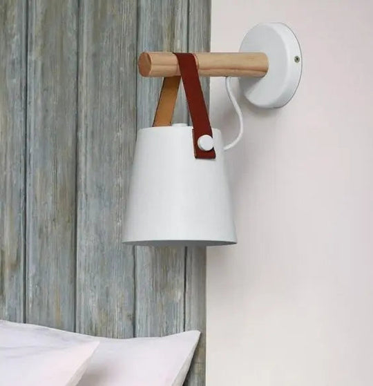 Scandinavian Wood & Leather Wall Sconce