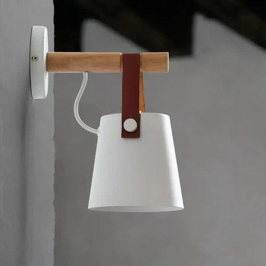 Scandinavian Wood & Leather Wall Sconce