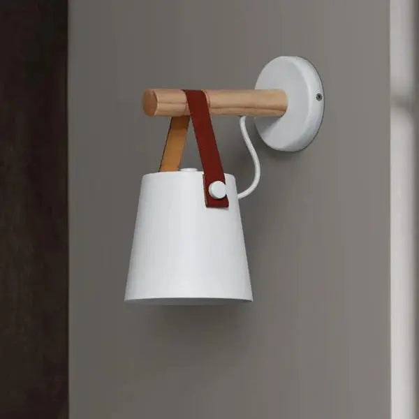 Scandinavian Wood & Leather Wall Sconce