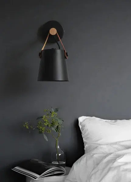 Scandinavian Wood & Leather Wall Sconce