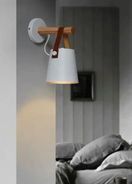 Scandinavian Wood & Leather Wall Sconce